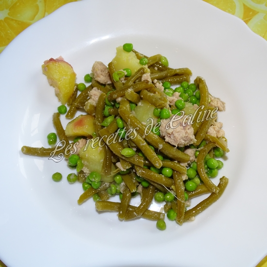 Salade de pommes de terre au thon, haricots et petits pois16