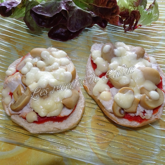 Bagel pizza au poulet &amp; champignons16