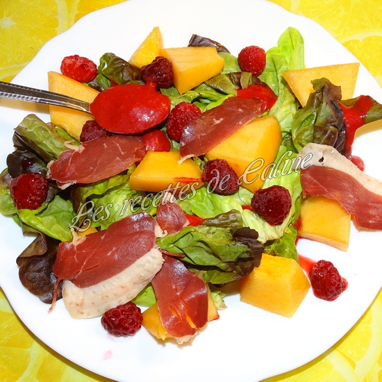 Salade melon, framboises et magret de canard18