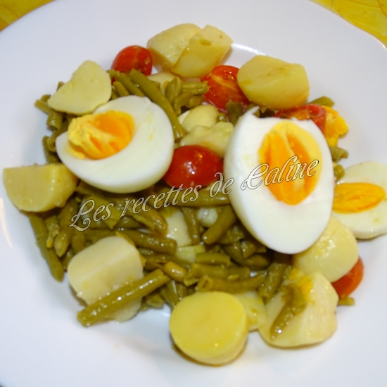 Salade de haricots verts, pommes de terre, tomates et oeufs12