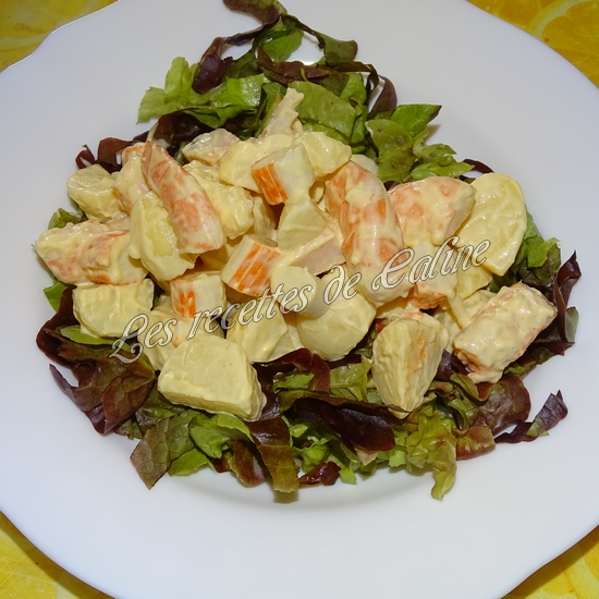 Salade de pommes de terre au surimi et crevettes15
