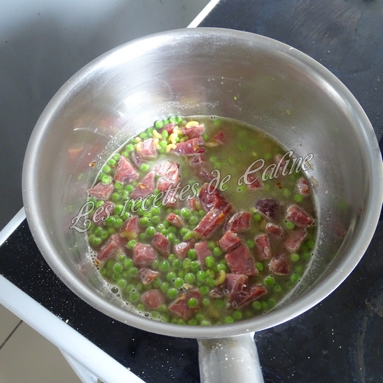 Coquillettes au saucisson et petits pois11