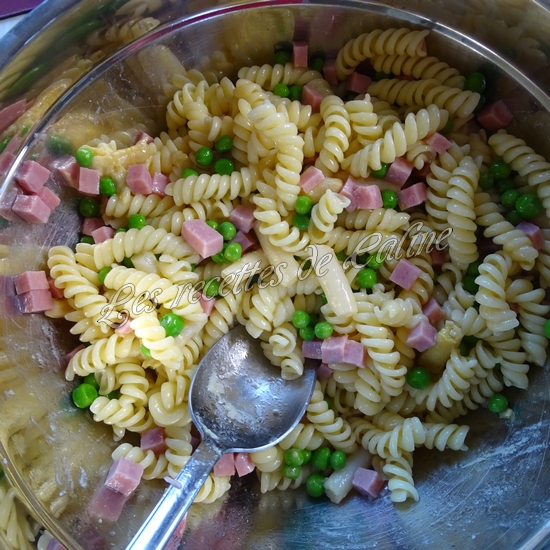 Salade de pâtes aux asperges, petits pois et jambon blanc08
