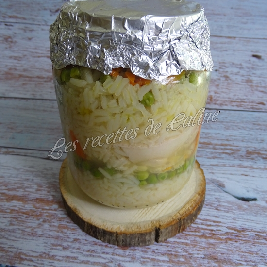 Riz au poulet et petits légumes en bocal31