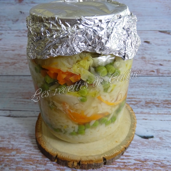 Riz au poulet et petits légumes en bocal32