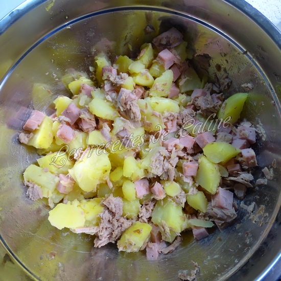 Salade de pommes de terre, thon et cervelas07