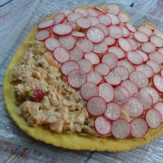Tarte fine aux rillettes de saumon et radis17
