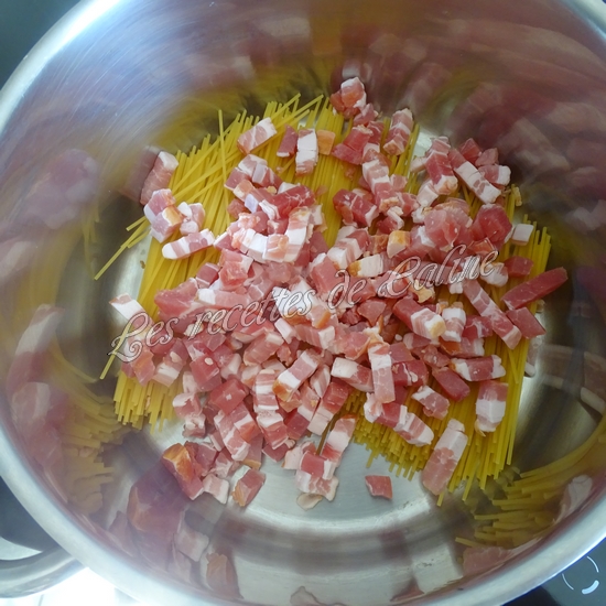 One pot pasta tomates, lardons02