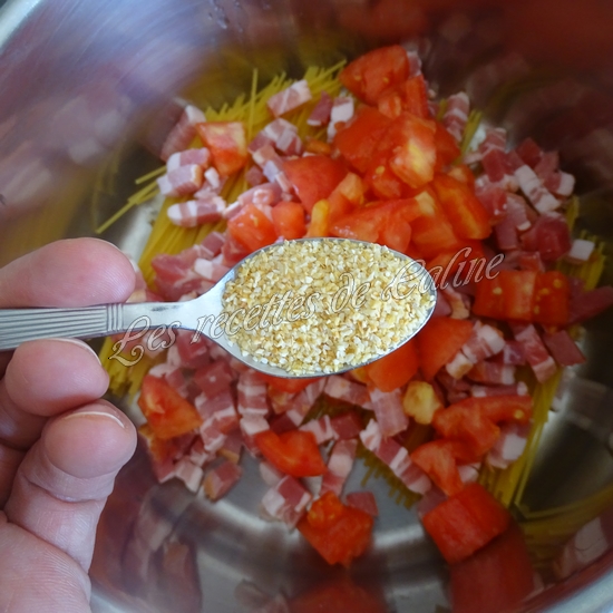 One pot pasta tomates, lardons07