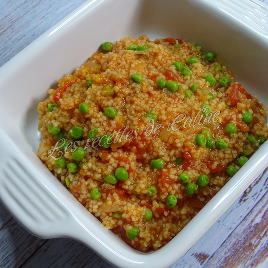 Poêlée de semoule à la tomate et petits pois18