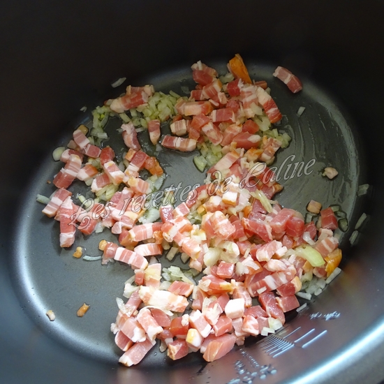 Pâtes au chou fleur, lardons et fromage à l'autocuiseur06