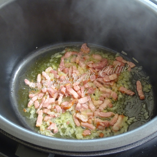 Pâtes au chou fleur, lardons et fromage à l'autocuiseur07