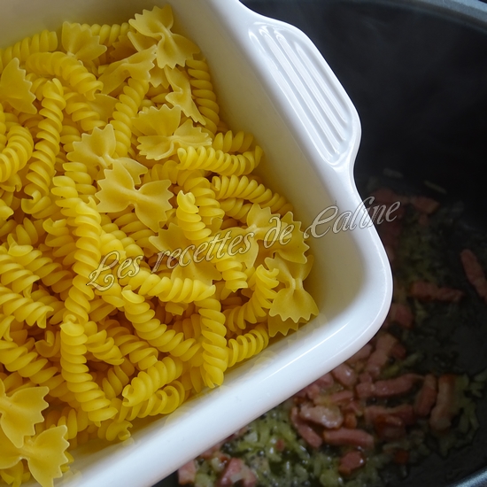 Pâtes au chou fleur, lardons et fromage à l'autocuiseur08