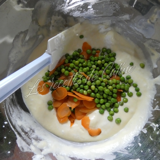 Gaufres salées au jambon, carottes et petits pois14