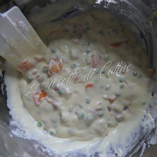 Gaufres salées au jambon, carottes et petits pois16