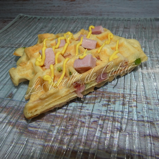 Gaufres salées au jambon, carottes et petits pois19