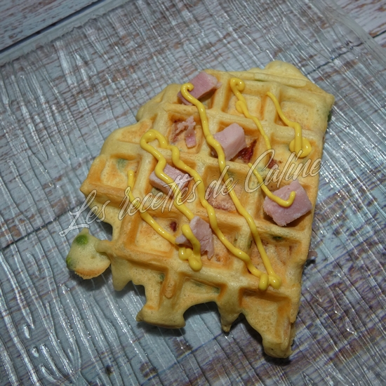 Gaufres salées au jambon, carottes et petits pois21