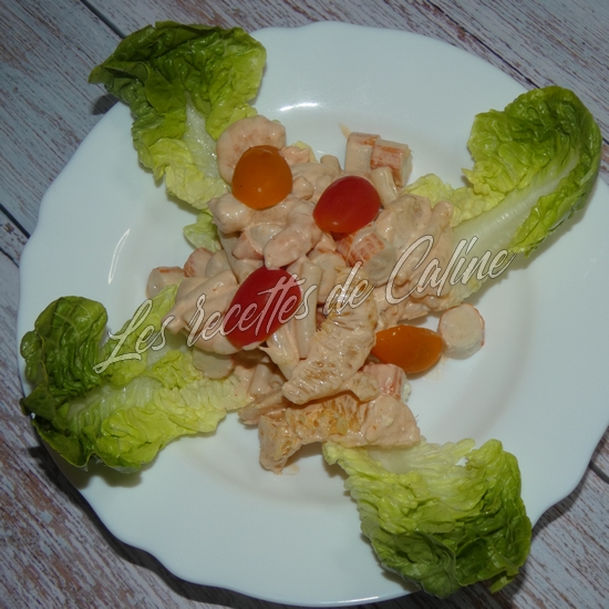 Salade de pâtes, crevettes, surimi et orange19